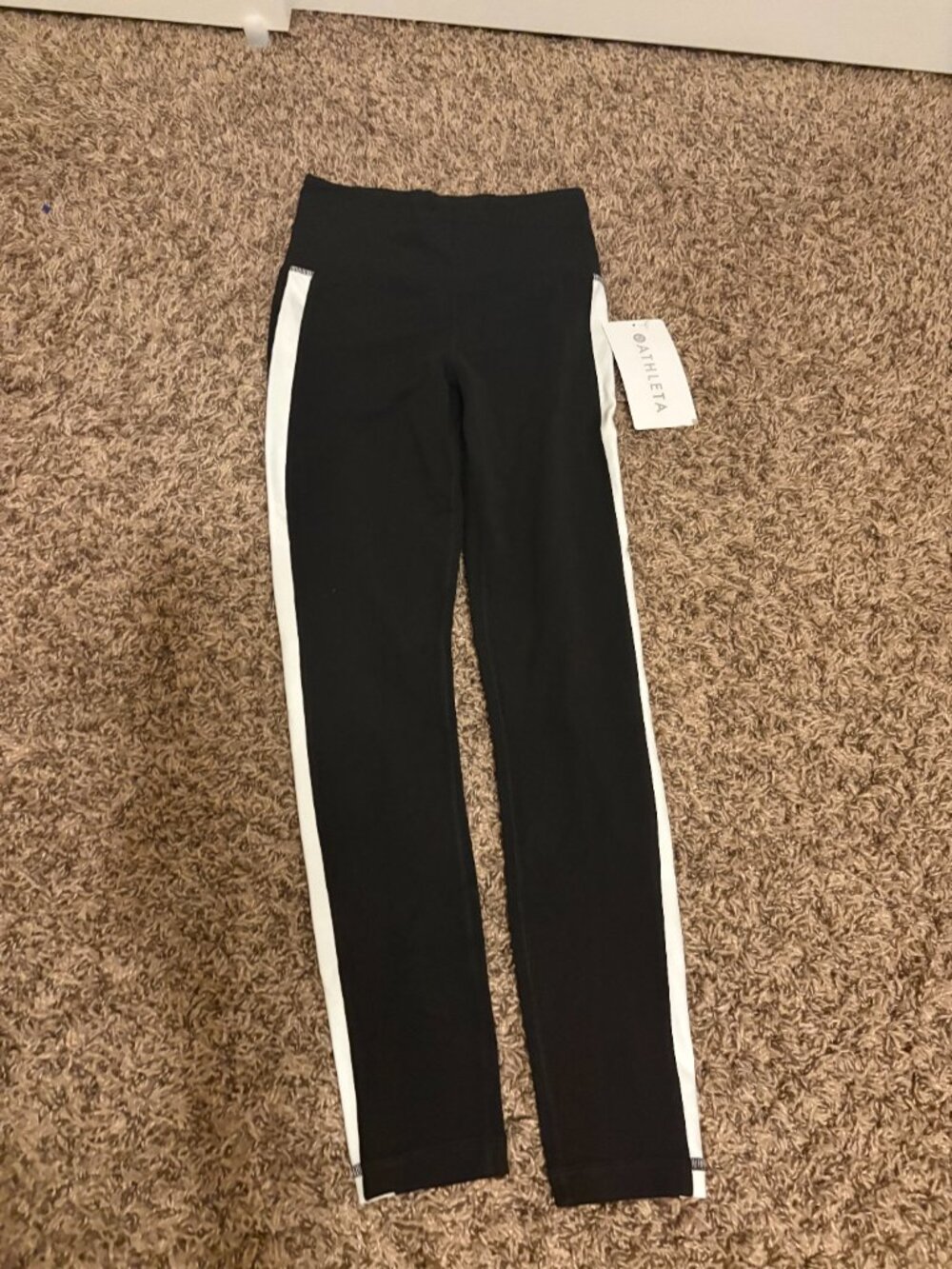 Athleta Elation Colorblock 7/8 Tight XXS Xtra Xtra Small Black White NWT NEW - Picture 2 of 4